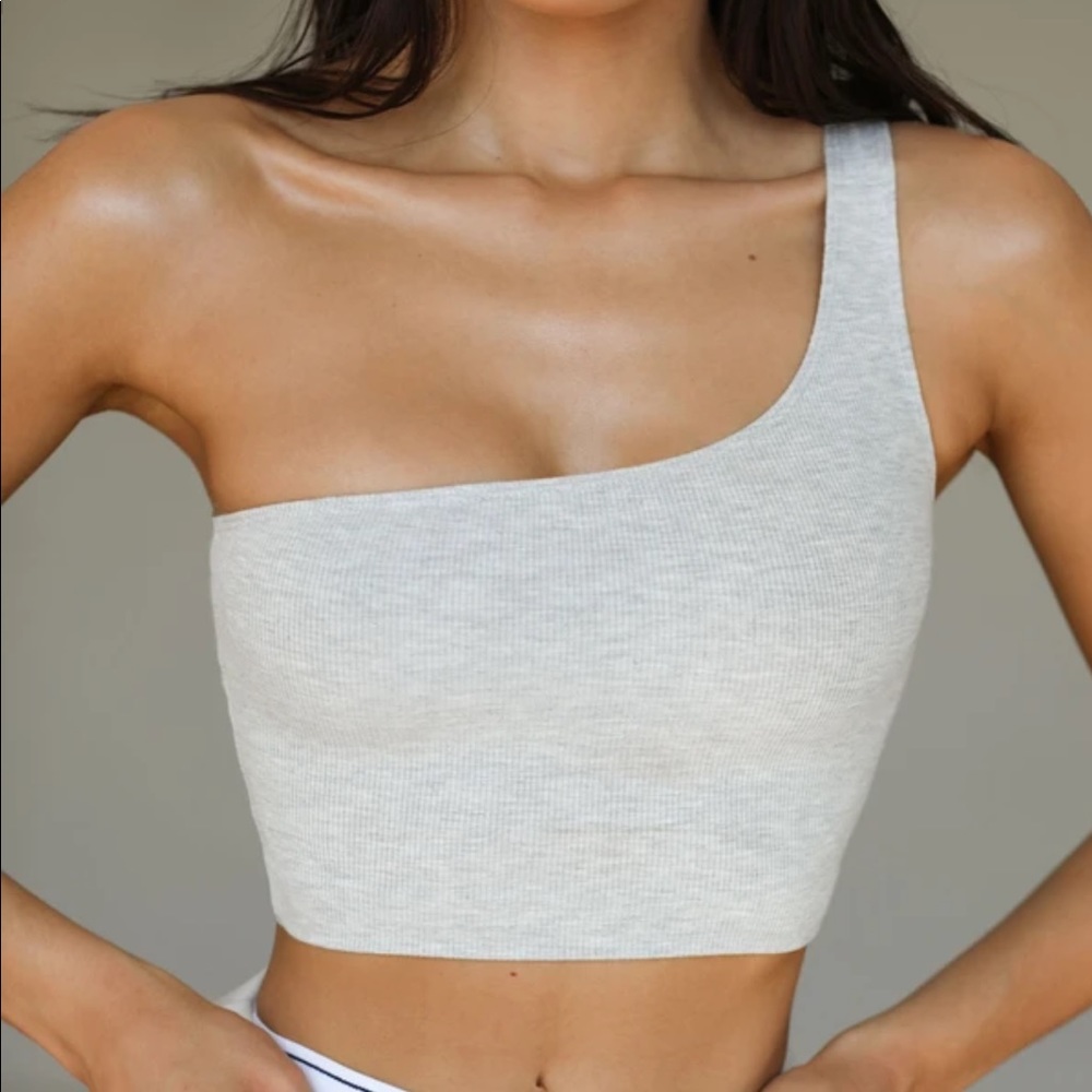 Joah brown single strap crop tank